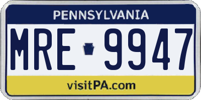 PA license plate MRE9947