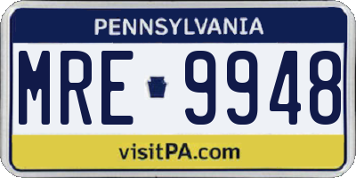 PA license plate MRE9948
