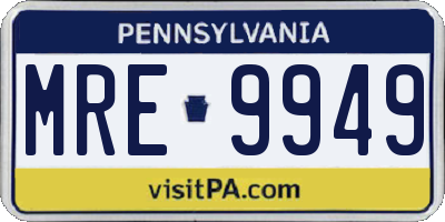 PA license plate MRE9949