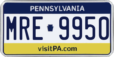 PA license plate MRE9950