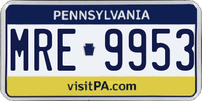 PA license plate MRE9953