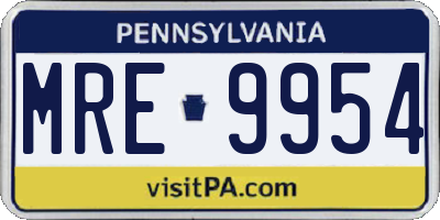 PA license plate MRE9954