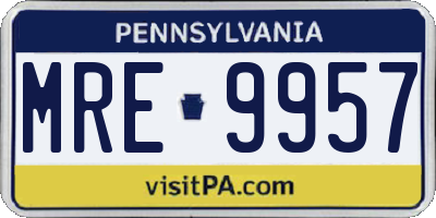 PA license plate MRE9957