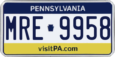 PA license plate MRE9958