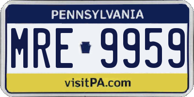 PA license plate MRE9959