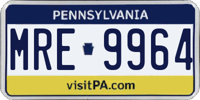 PA license plate MRE9964