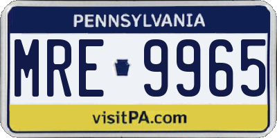 PA license plate MRE9965