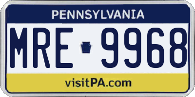 PA license plate MRE9968