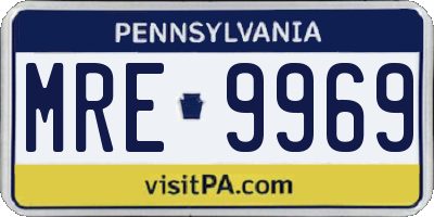 PA license plate MRE9969