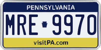 PA license plate MRE9970