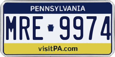 PA license plate MRE9974