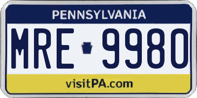 PA license plate MRE9980