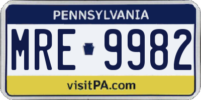 PA license plate MRE9982