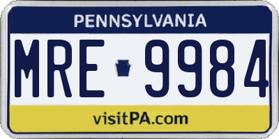 PA license plate MRE9984