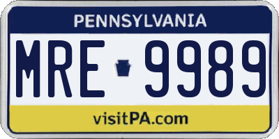 PA license plate MRE9989