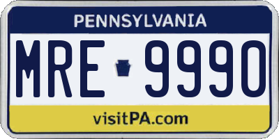 PA license plate MRE9990