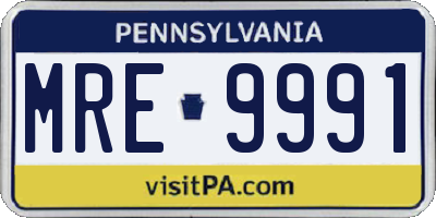 PA license plate MRE9991