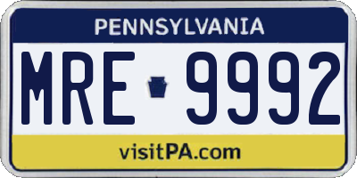 PA license plate MRE9992