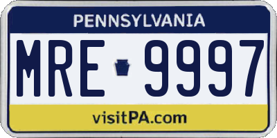 PA license plate MRE9997