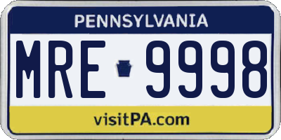 PA license plate MRE9998