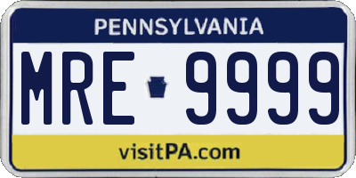 PA license plate MRE9999