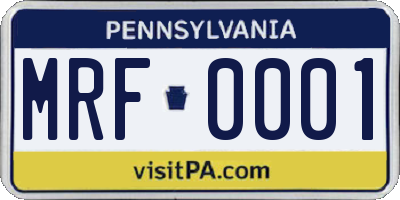 PA license plate MRF0001
