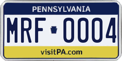 PA license plate MRF0004