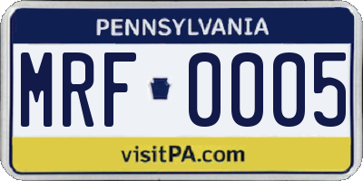 PA license plate MRF0005
