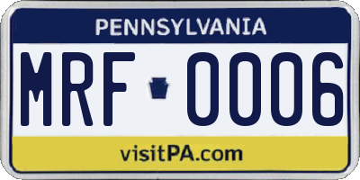 PA license plate MRF0006
