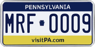 PA license plate MRF0009