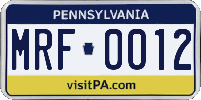 PA license plate MRF0012