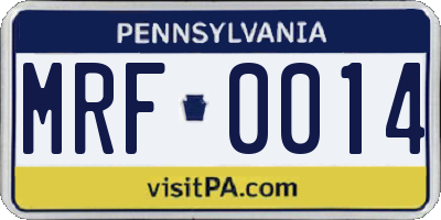 PA license plate MRF0014