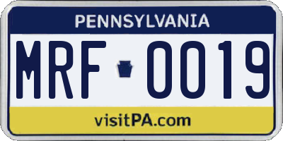 PA license plate MRF0019