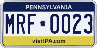 PA license plate MRF0023