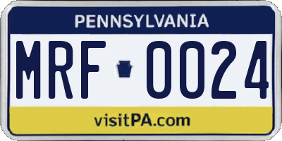 PA license plate MRF0024