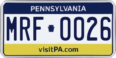 PA license plate MRF0026