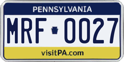 PA license plate MRF0027