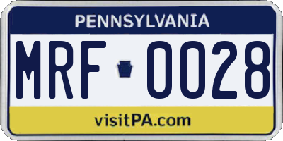 PA license plate MRF0028