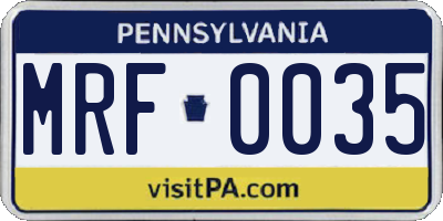 PA license plate MRF0035