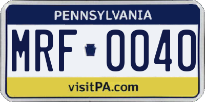 PA license plate MRF0040