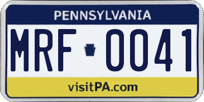 PA license plate MRF0041