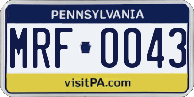 PA license plate MRF0043