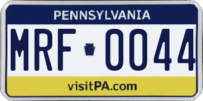 PA license plate MRF0044