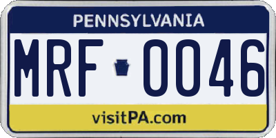 PA license plate MRF0046