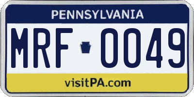 PA license plate MRF0049