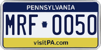 PA license plate MRF0050