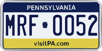 PA license plate MRF0052
