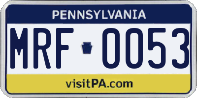 PA license plate MRF0053