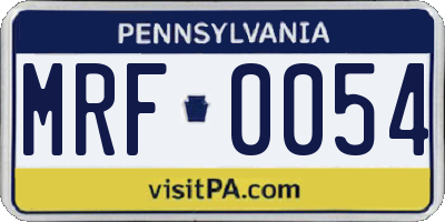 PA license plate MRF0054