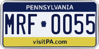 PA license plate MRF0055